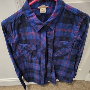 Duluth Trading Co Blue and Red Checkered Shirt